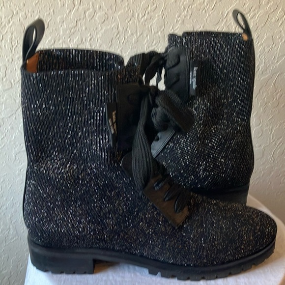 Kate Spade: Merigue Black Glitter Lace-Up Ankle Boots- 8 - Picture 16 of 16
